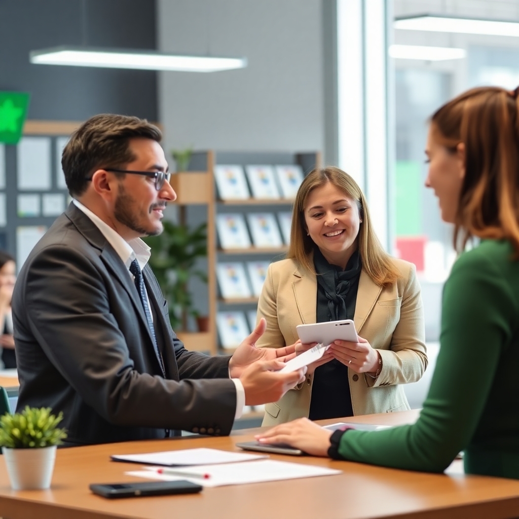 Customer discussing payday loans with a representative